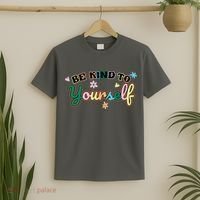 Be Kind To Yourself Positive Quote Colorful Floral T-Shirt thumb 2