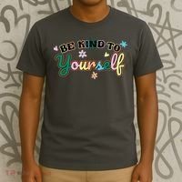 Be Kind To Yourself Positive Quote Colorful Floral T-Shirt thumb 3