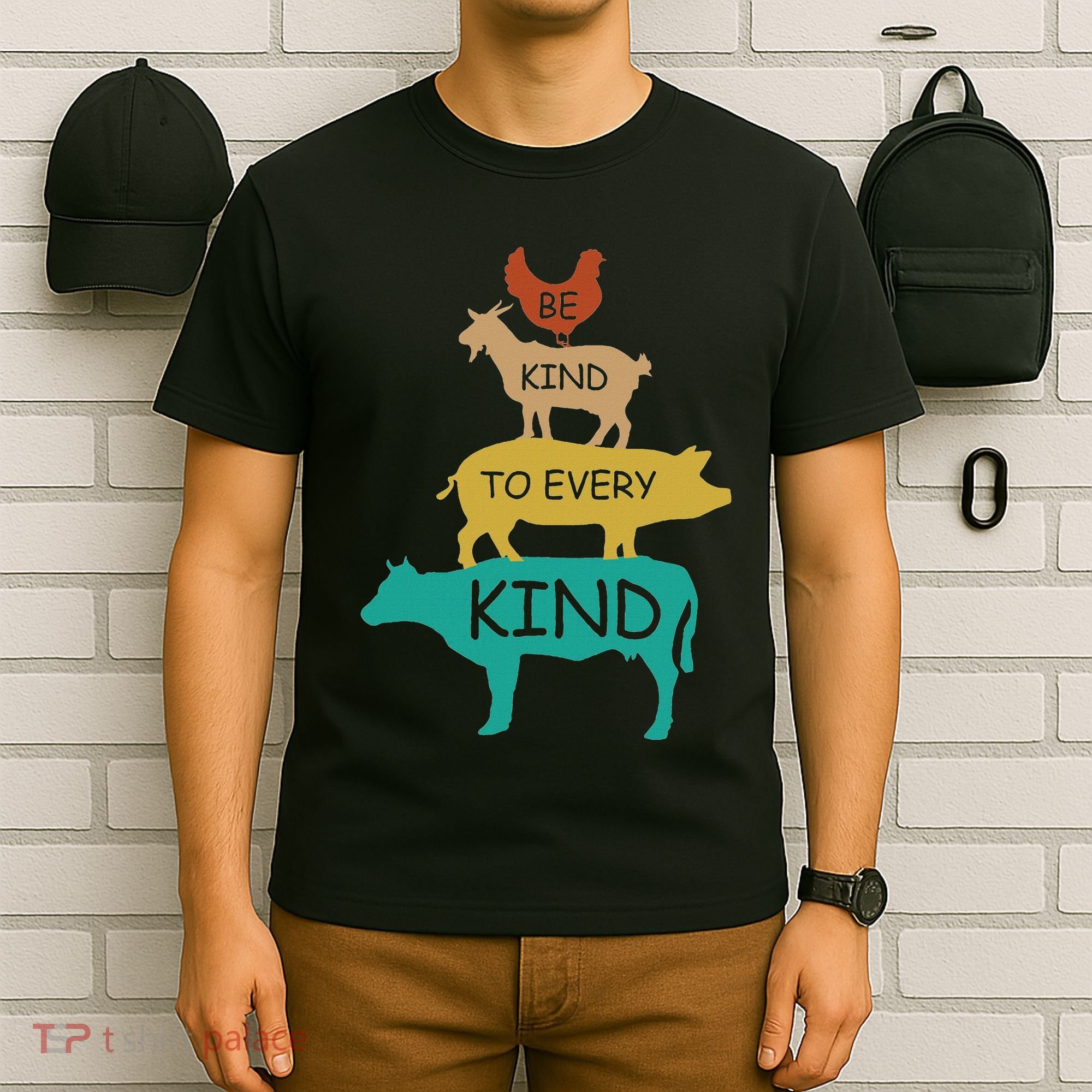 Be Kind To Every Kind Retro Vintage Funny Vegetarian Vegan T-Shirt