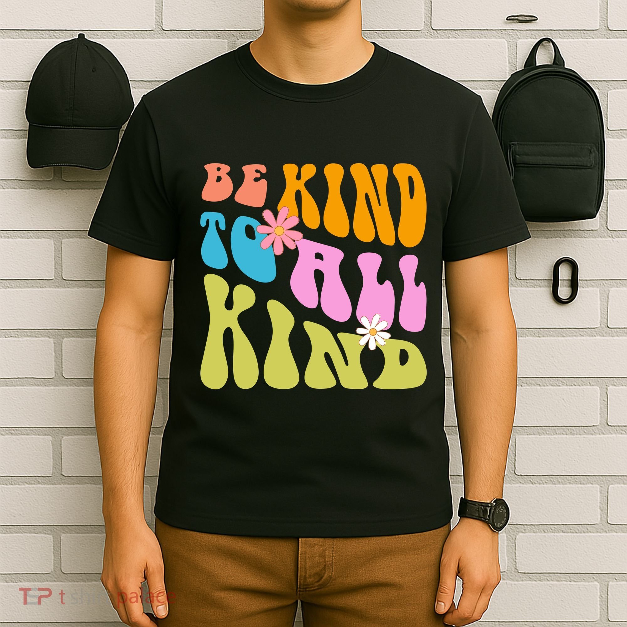 Be Kind To All Kind Colorful Retro Quote T-Shirt