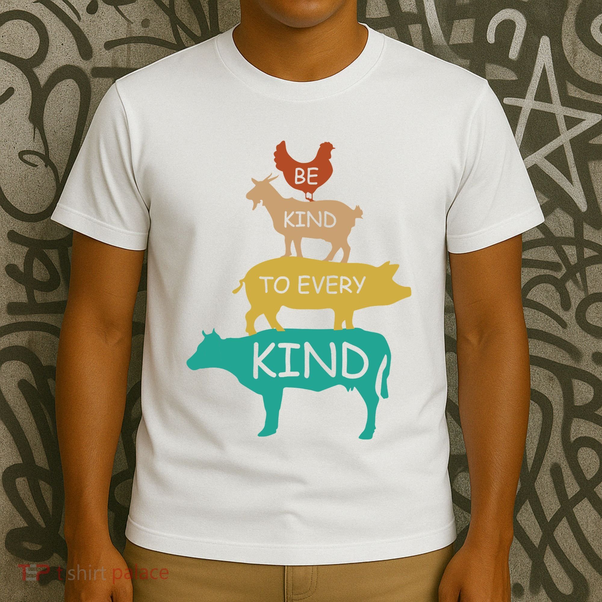 Be Kind To Every Kind Retro Vintage Funny Vegetarian Vegan T-Shirt