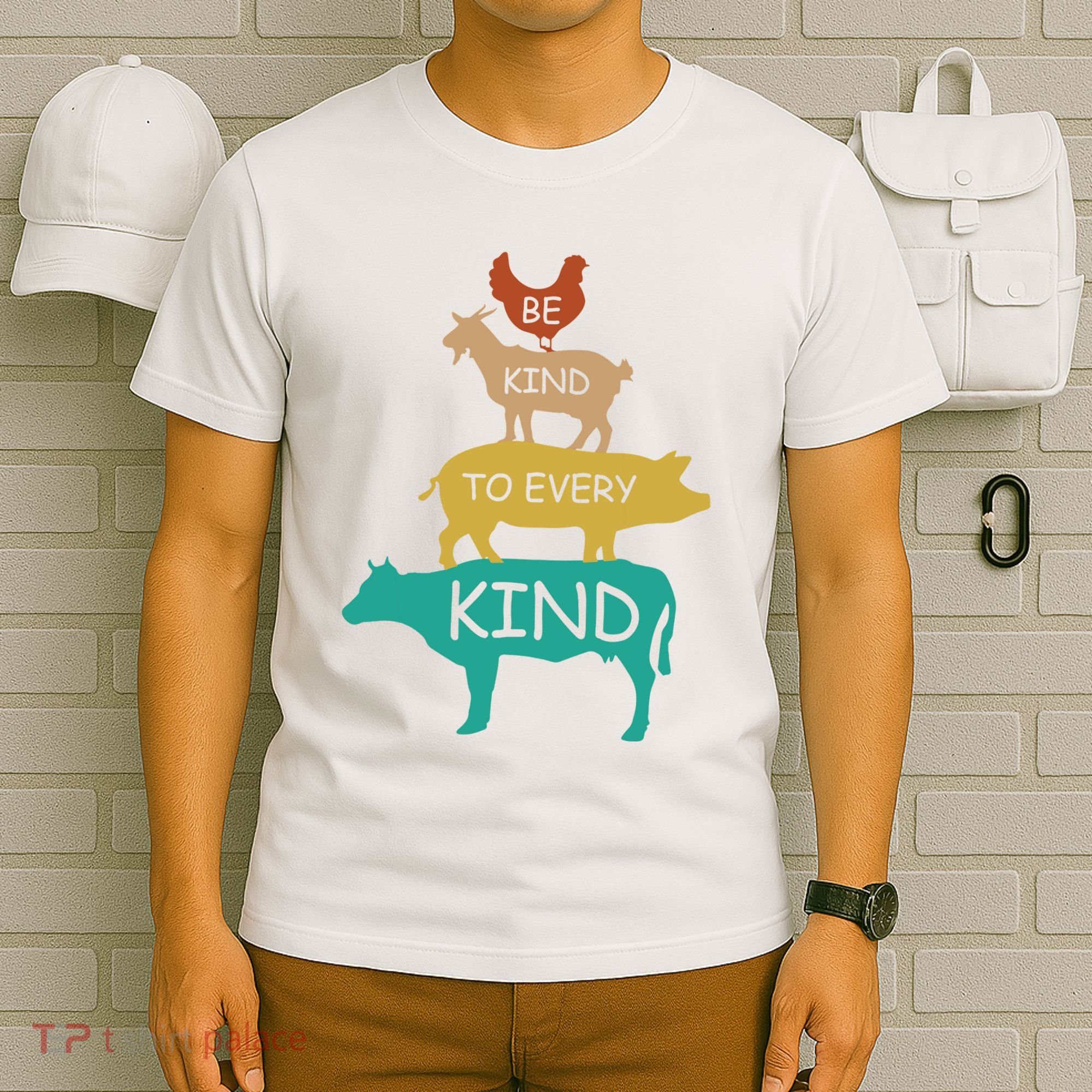Be Kind To Every Kind Retro Vintage Funny Vegetarian Vegan T-Shirt