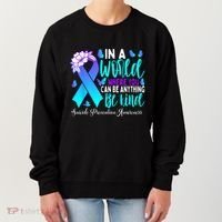 Be Kind Teal Purple Ribbon Suicide Prevention Awareness Women's Sweatshirt thumb 0