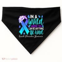 Be Kind Teal Purple Ribbon Suicide Prevention Awareness USA-Made Doggie Bandana thumb 0