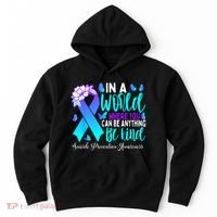 Be Kind Teal Purple Ribbon Suicide Prevention Awareness Hoodie thumb 0