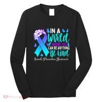 Be Kind Teal Purple Ribbon Suicide Prevention Awareness Long Sleeve Shirt thumb 0