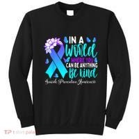 Be Kind Teal Purple Ribbon Suicide Prevention Awareness Sweatshirt thumb 0