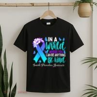 Be Kind Teal Purple Ribbon Suicide Prevention Awareness T-Shirt thumb 2