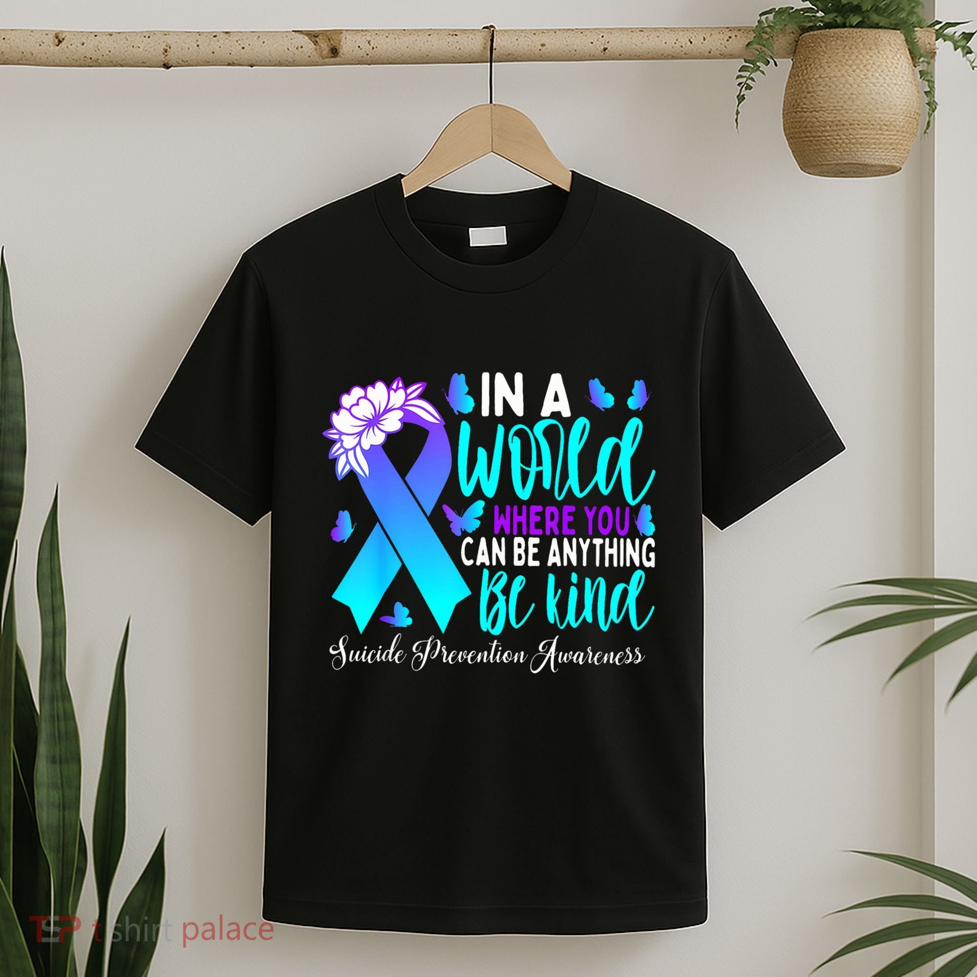 Be Kind Teal Purple Ribbon Suicide Prevention Awareness T-Shirt