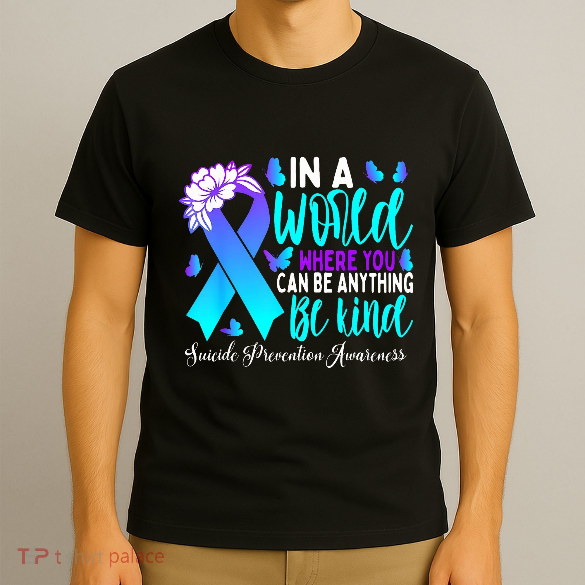 Be Kind Teal Purple Ribbon Suicide Prevention Awareness T-Shirt