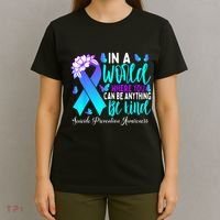 Be Kind Teal Purple Ribbon Suicide Prevention Awareness T-Shirt thumb 4