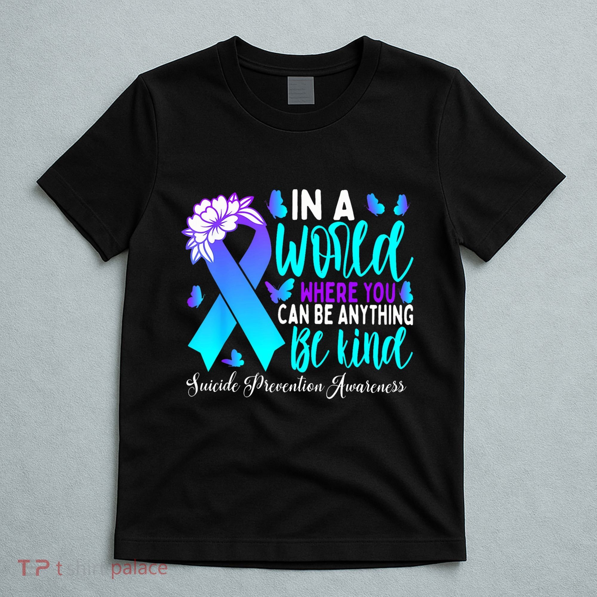 Be Kind Teal Purple Ribbon Suicide Prevention Awareness T-Shirt