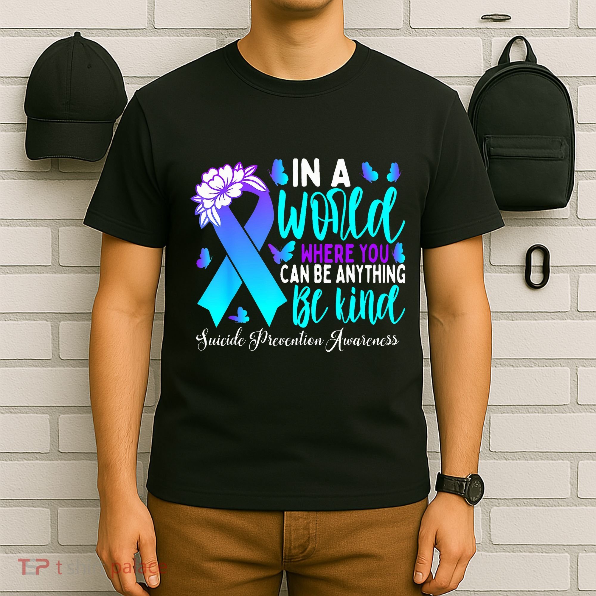 Be Kind Teal Purple Ribbon Suicide Prevention Awareness T-Shirt