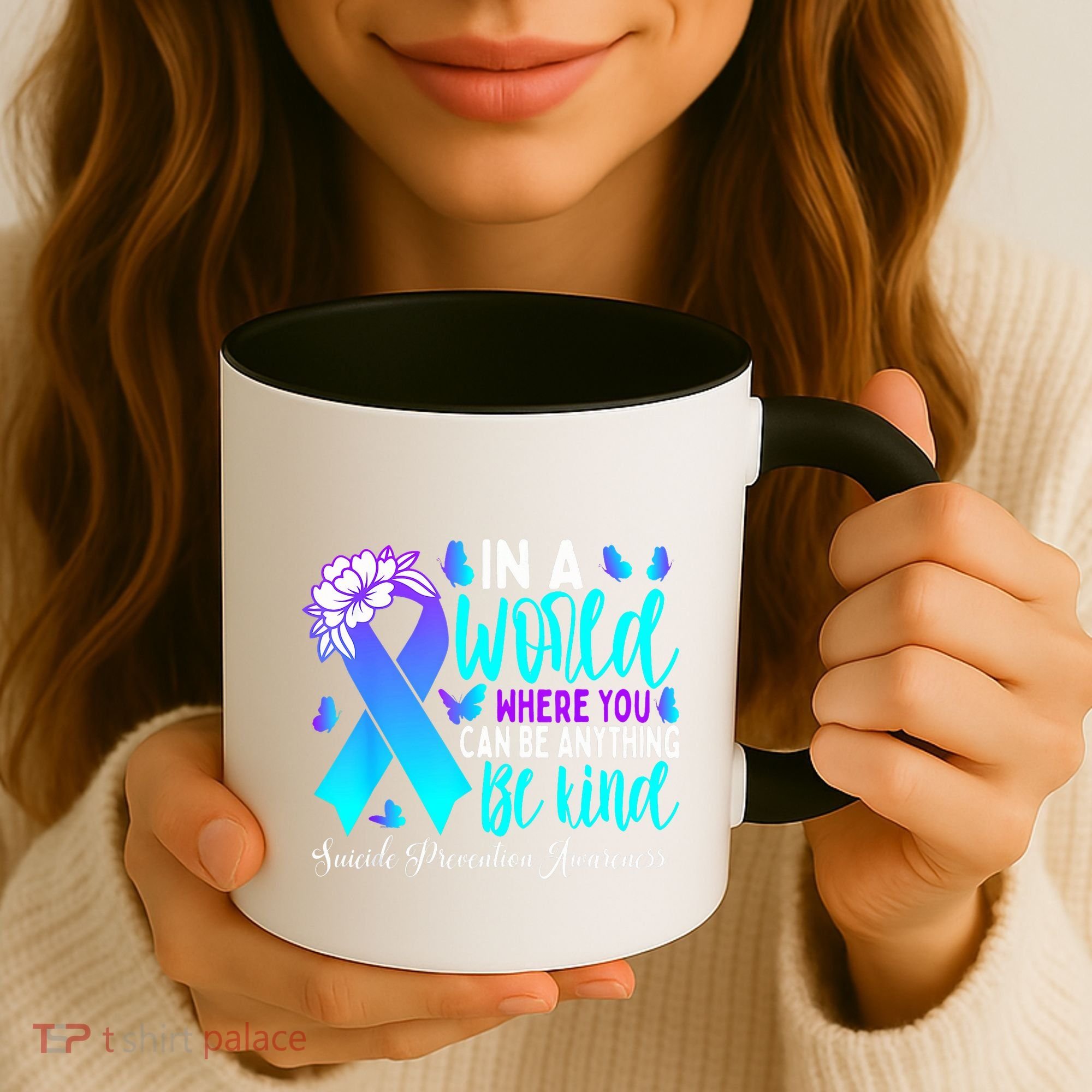 Be Kind Teal Purple Ribbon Suicide Prevention Awareness Coffee Mug