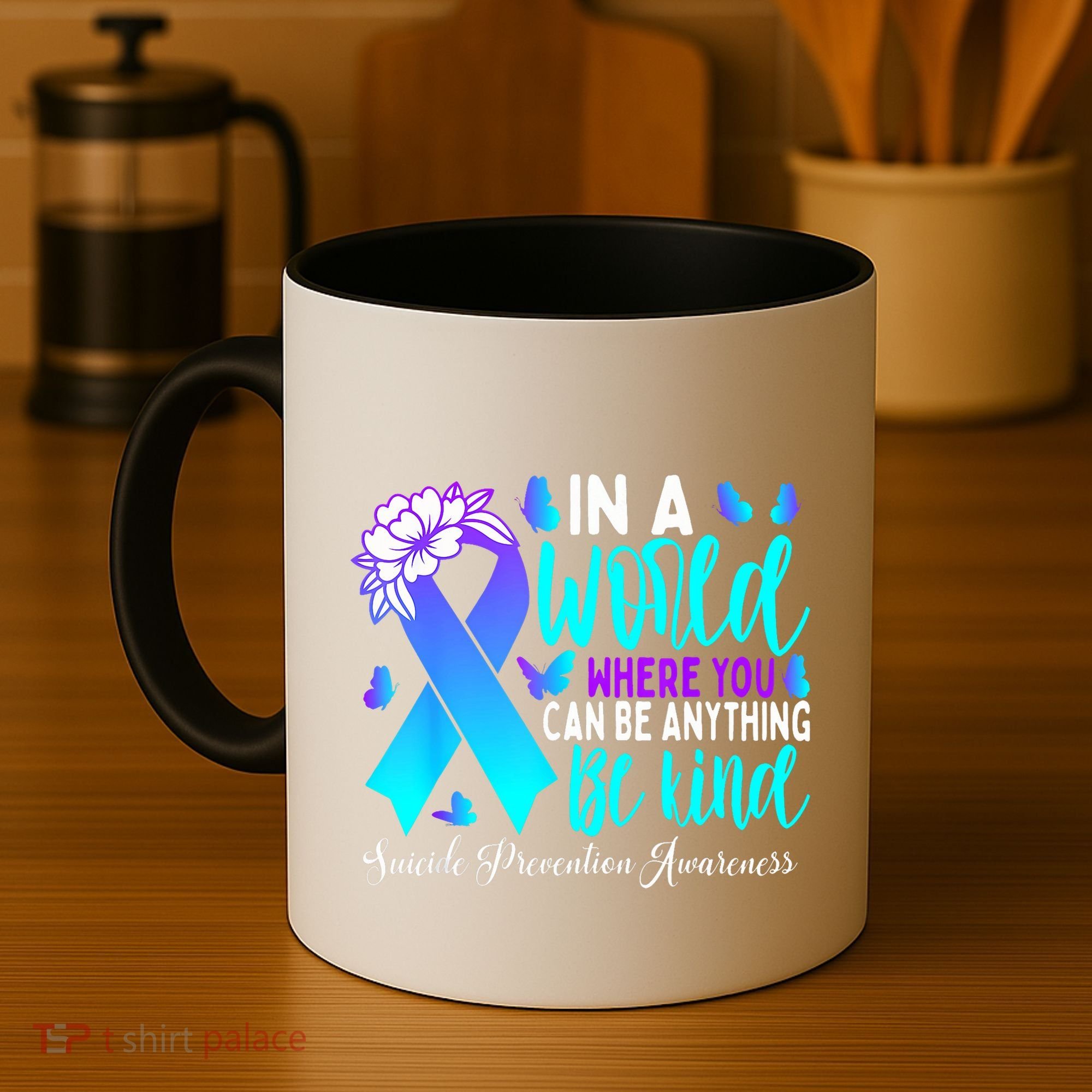 Be Kind Teal Purple Ribbon Suicide Prevention Awareness Coffee Mug