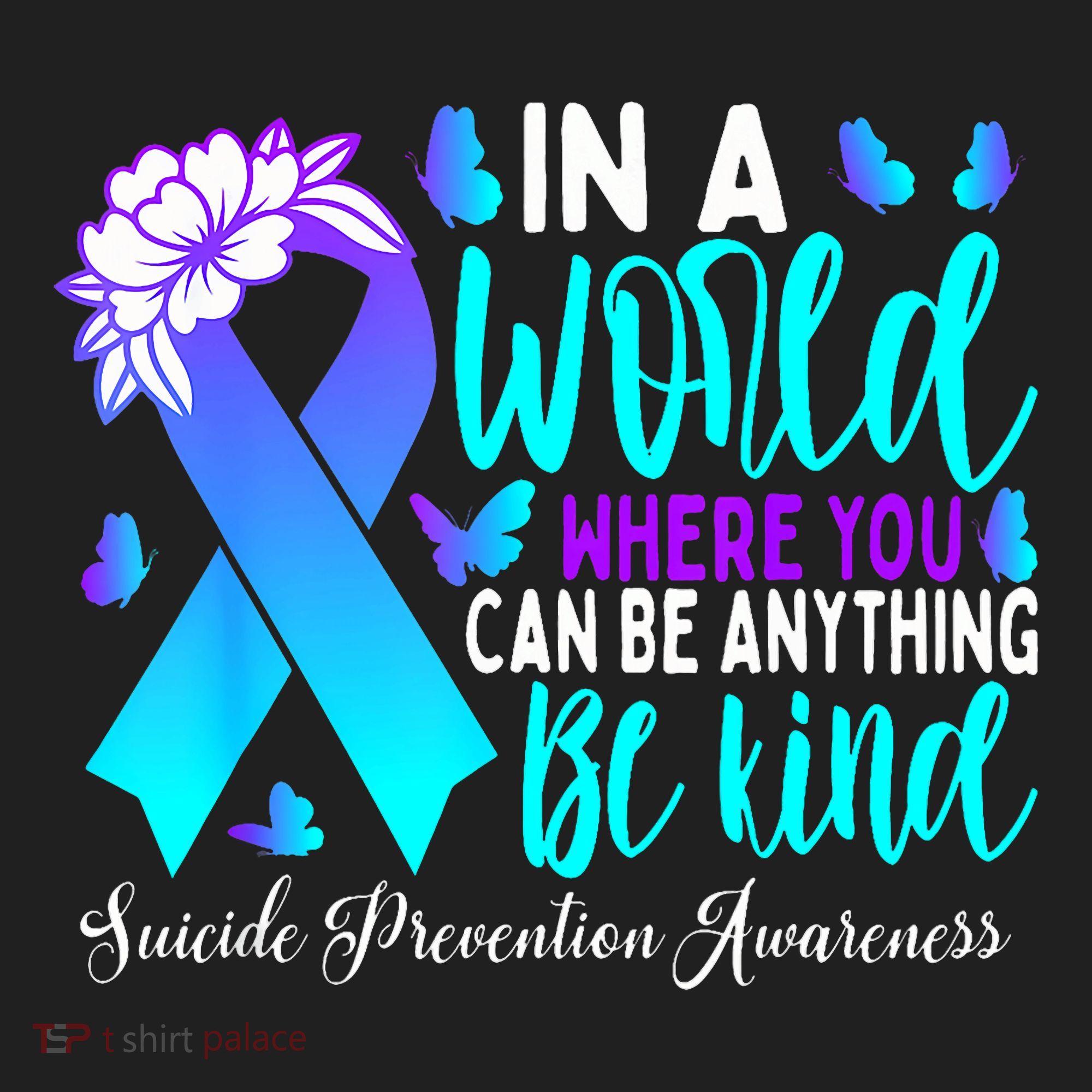 Be Kind Teal Purple Ribbon Suicide Prevention Awareness Beanie