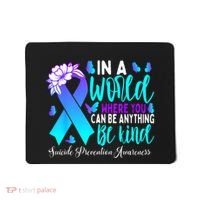 Be Kind Teal Purple Ribbon Suicide Prevention Awareness Mousepad thumb 0
