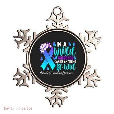 Be Kind Teal Purple Ribbon Suicide Prevention Awareness Ornament