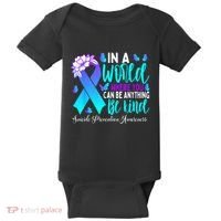 Be Kind Teal Purple Ribbon Suicide Prevention Awareness Baby Bodysuit thumb 0