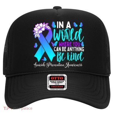 Be Kind Teal Purple Ribbon Suicide Prevention Awareness Hat