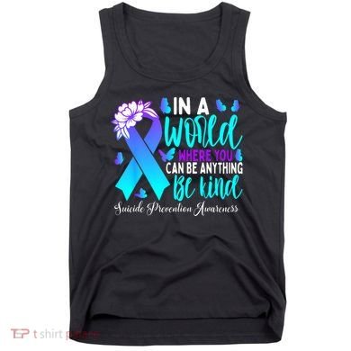 Be Kind Teal Purple Ribbon Suicide Prevention Awareness Tank Top
