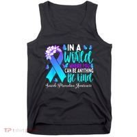 Be Kind Teal Purple Ribbon Suicide Prevention Awareness Tank Top thumb 0