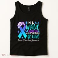 Be Kind Teal Purple Ribbon Suicide Prevention Awareness Tank Top thumb 2