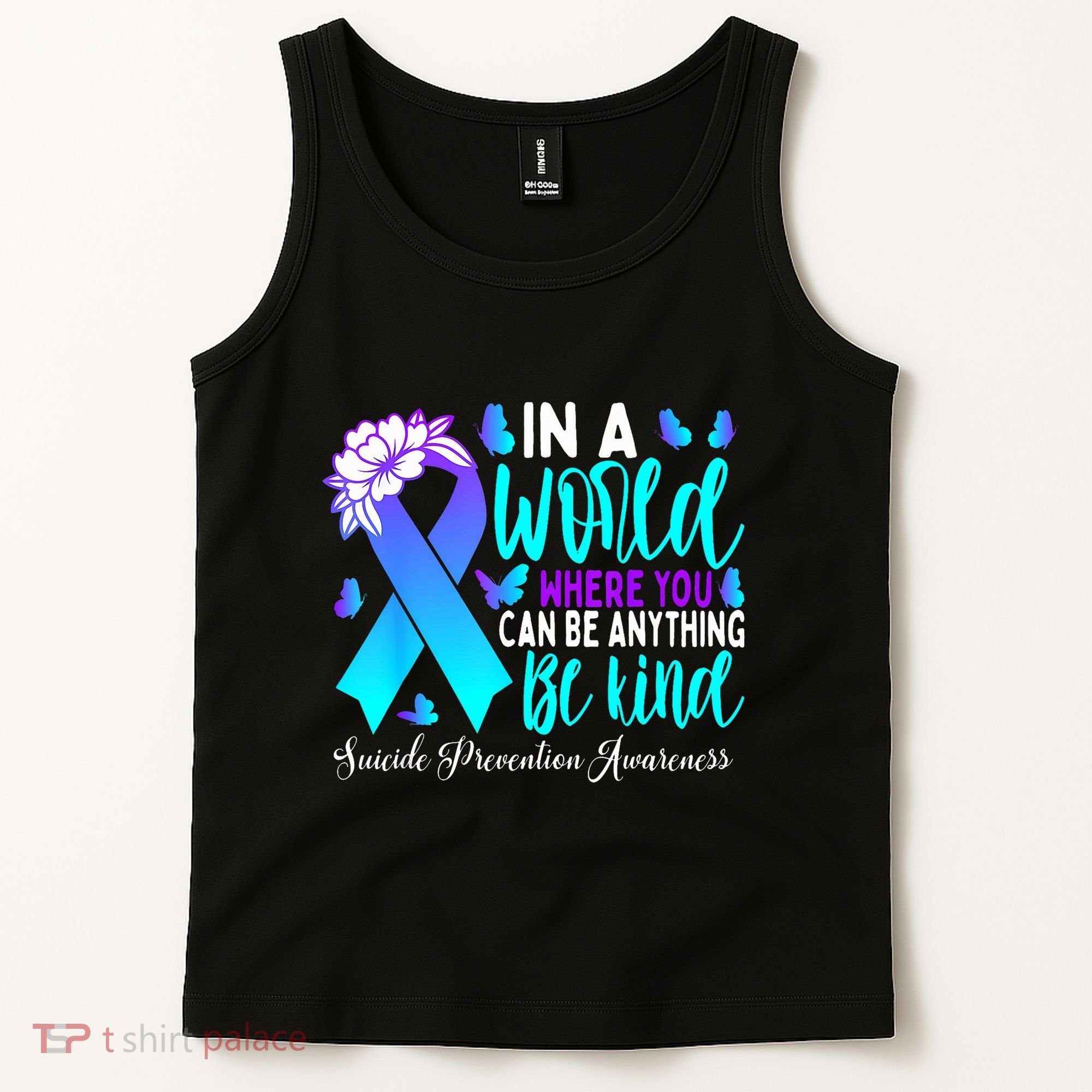 Be Kind Teal Purple Ribbon Suicide Prevention Awareness Tank Top