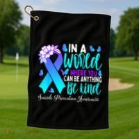 Be Kind Teal Purple Ribbon Suicide Prevention Awareness Golf Towel thumb 1