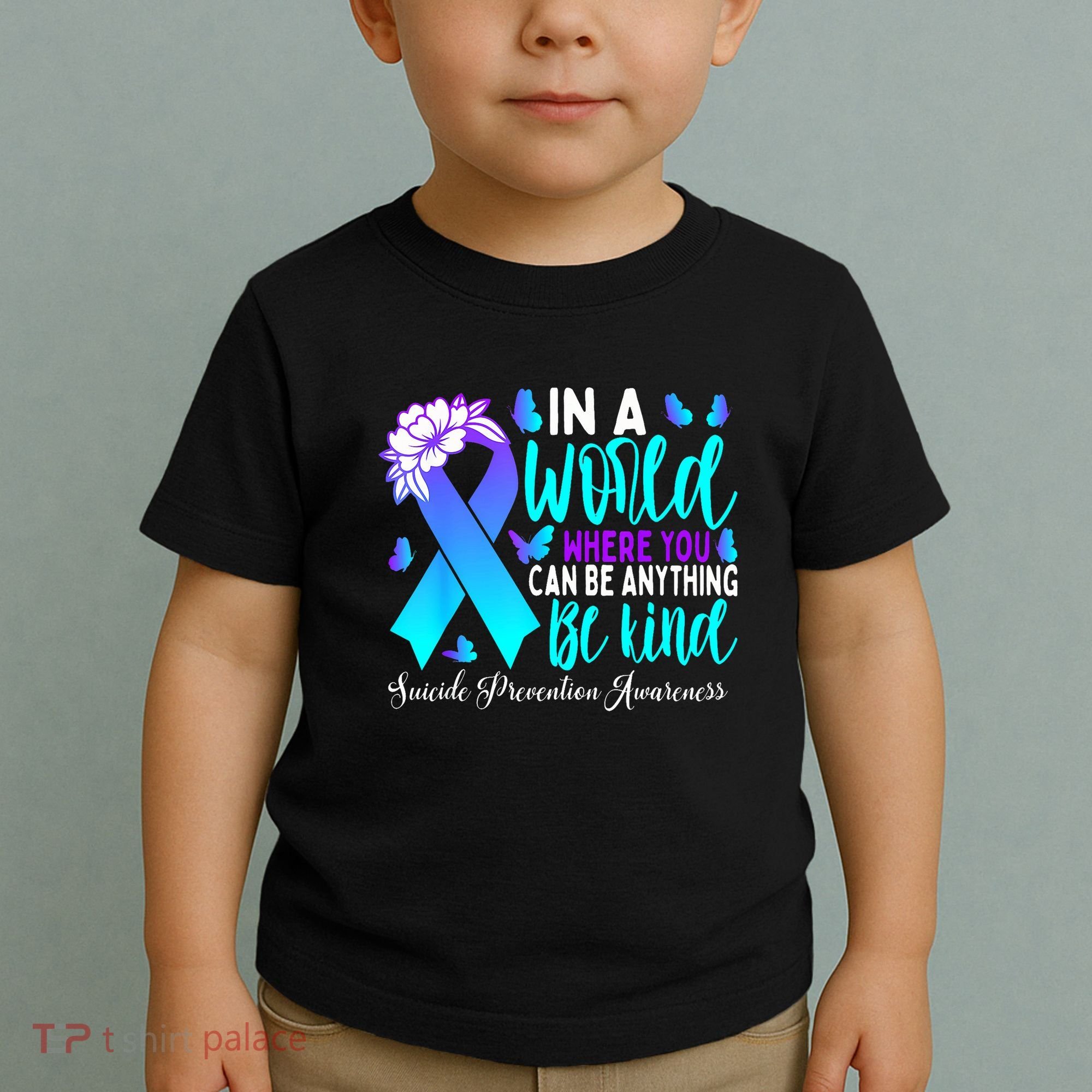 Be Kind Teal Purple Ribbon Suicide Prevention Awareness Toddler T-Shirt