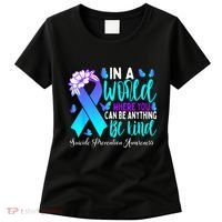 Be Kind Teal Purple Ribbon Suicide Prevention Awareness Women's T-Shirt thumb 0