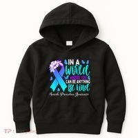 Be Kind Teal Purple Ribbon Suicide Prevention Awareness Kids Hoodie thumb 0