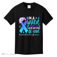 Be Kind Teal Purple Ribbon Suicide Prevention Awareness Kids T-Shirt thumb 0