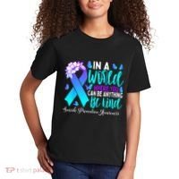 Be Kind Teal Purple Ribbon Suicide Prevention Awareness Kids T-Shirt thumb 2