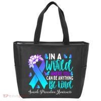 Be Kind Teal Purple Ribbon Suicide Prevention Awareness Tote Bag thumb 0
