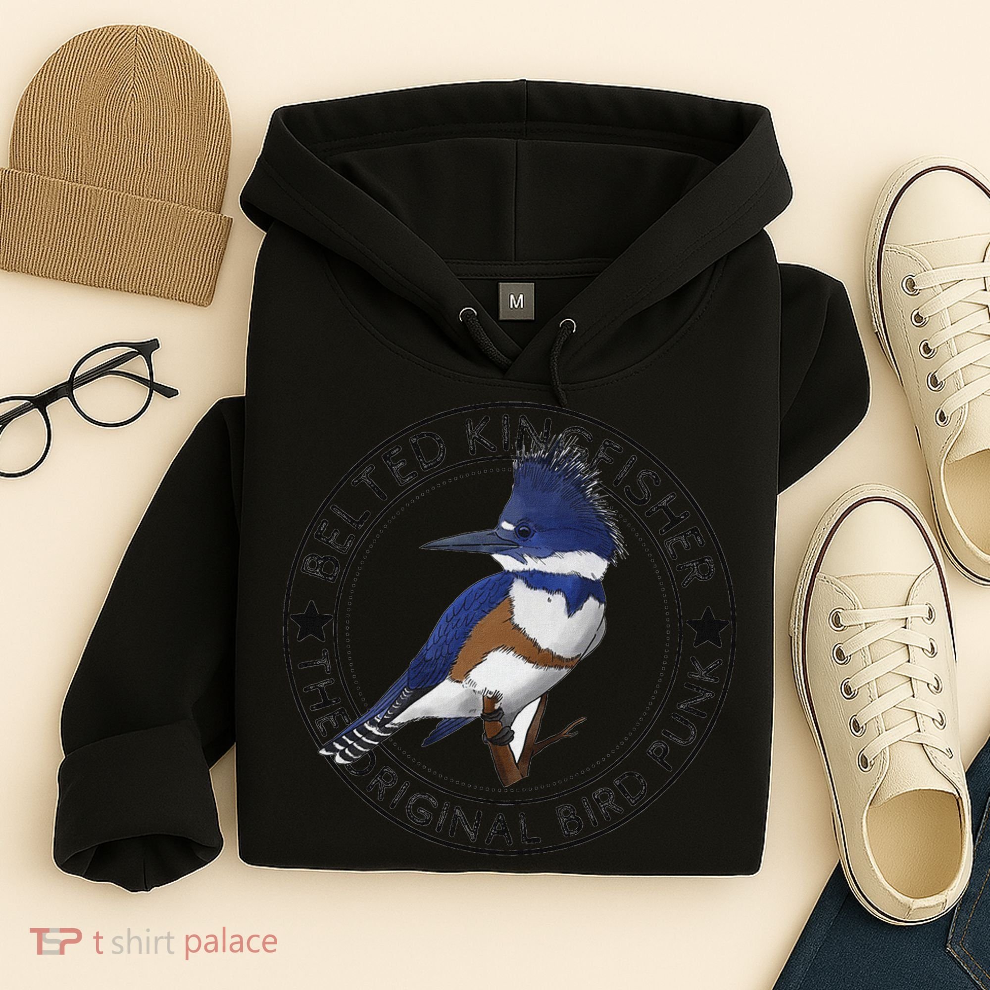 Belted Kingfisher The Original Bird Punk Hoodie
