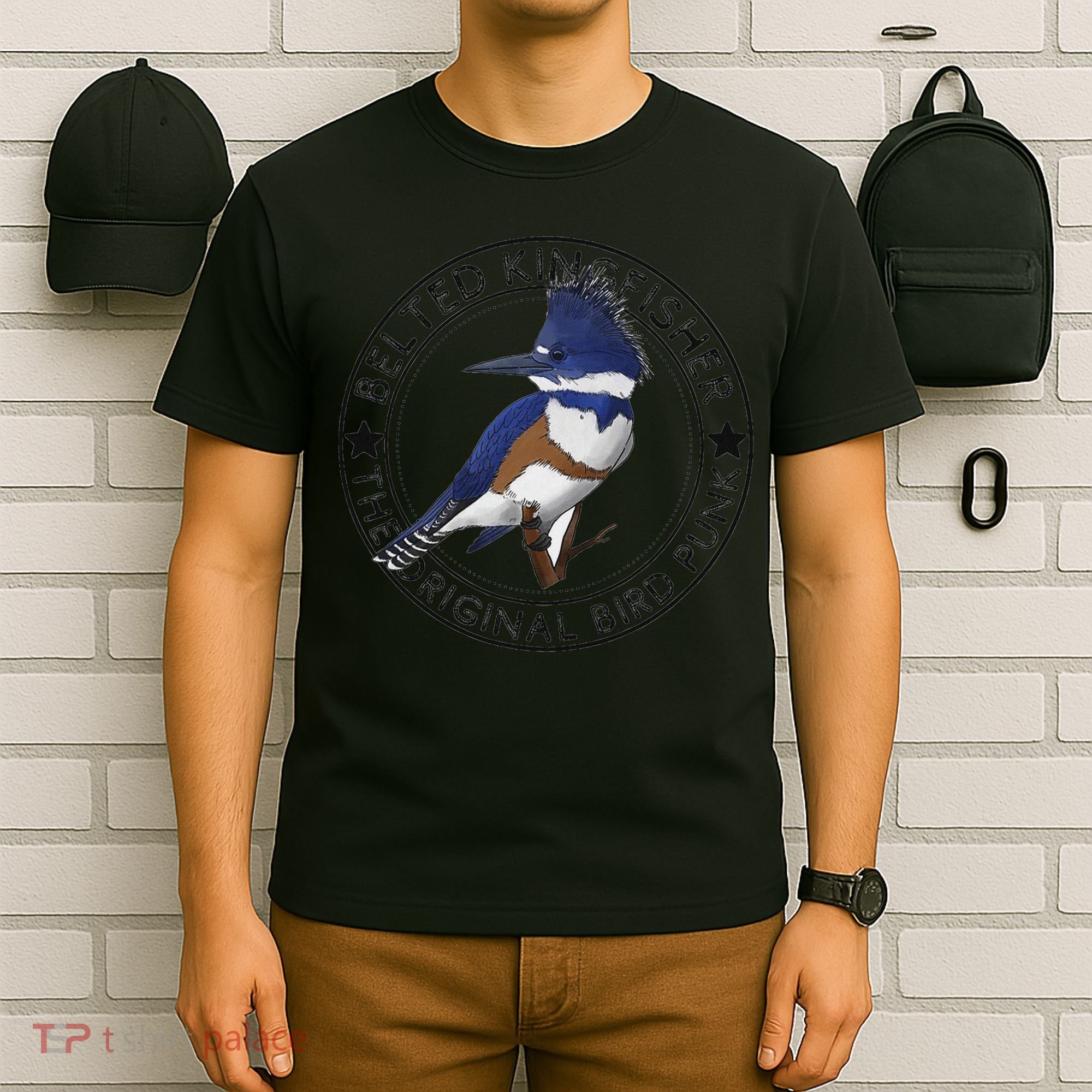 Belted Kingfisher The Original Bird Punk T-Shirt