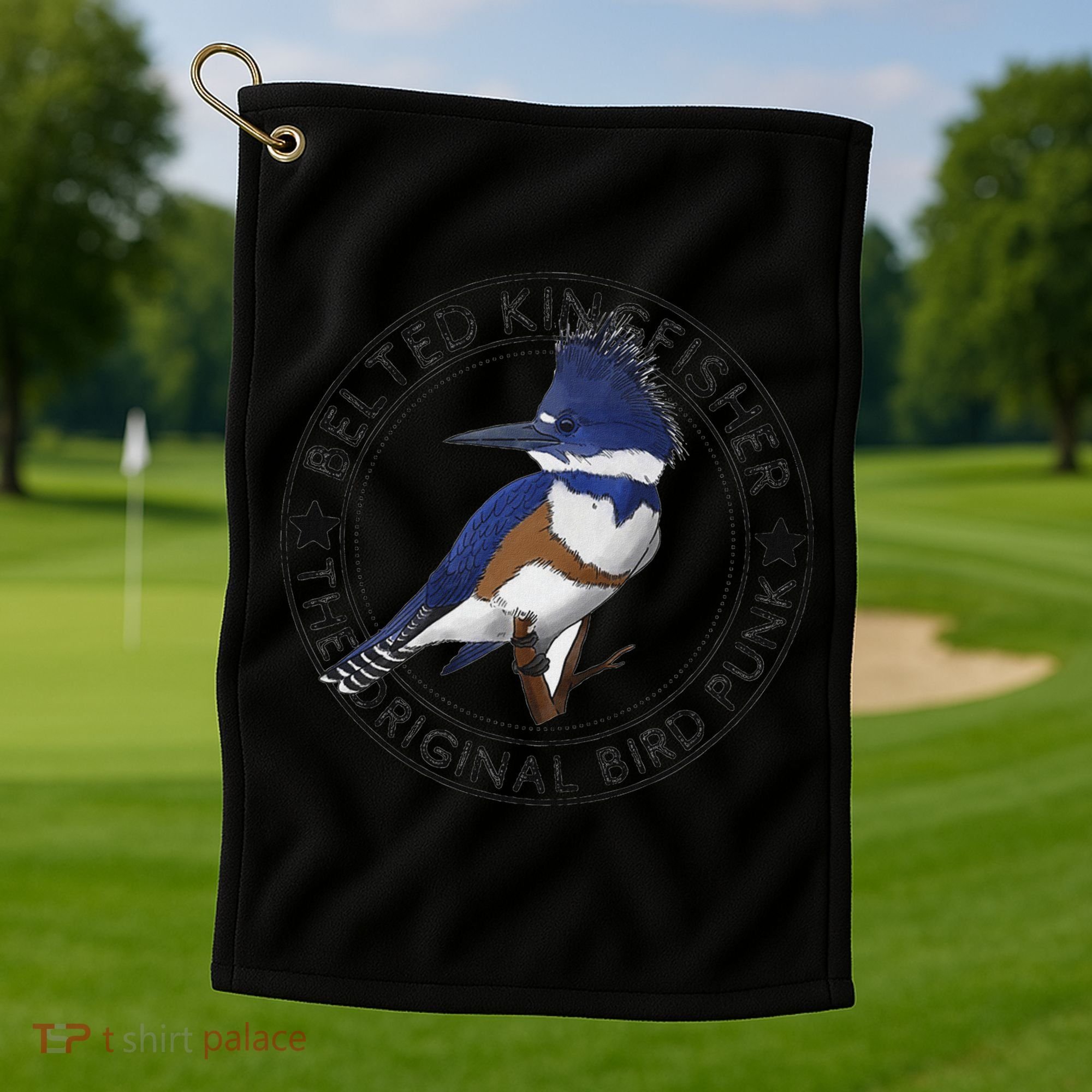 Belted Kingfisher The Original Bird Punk Golf Towel