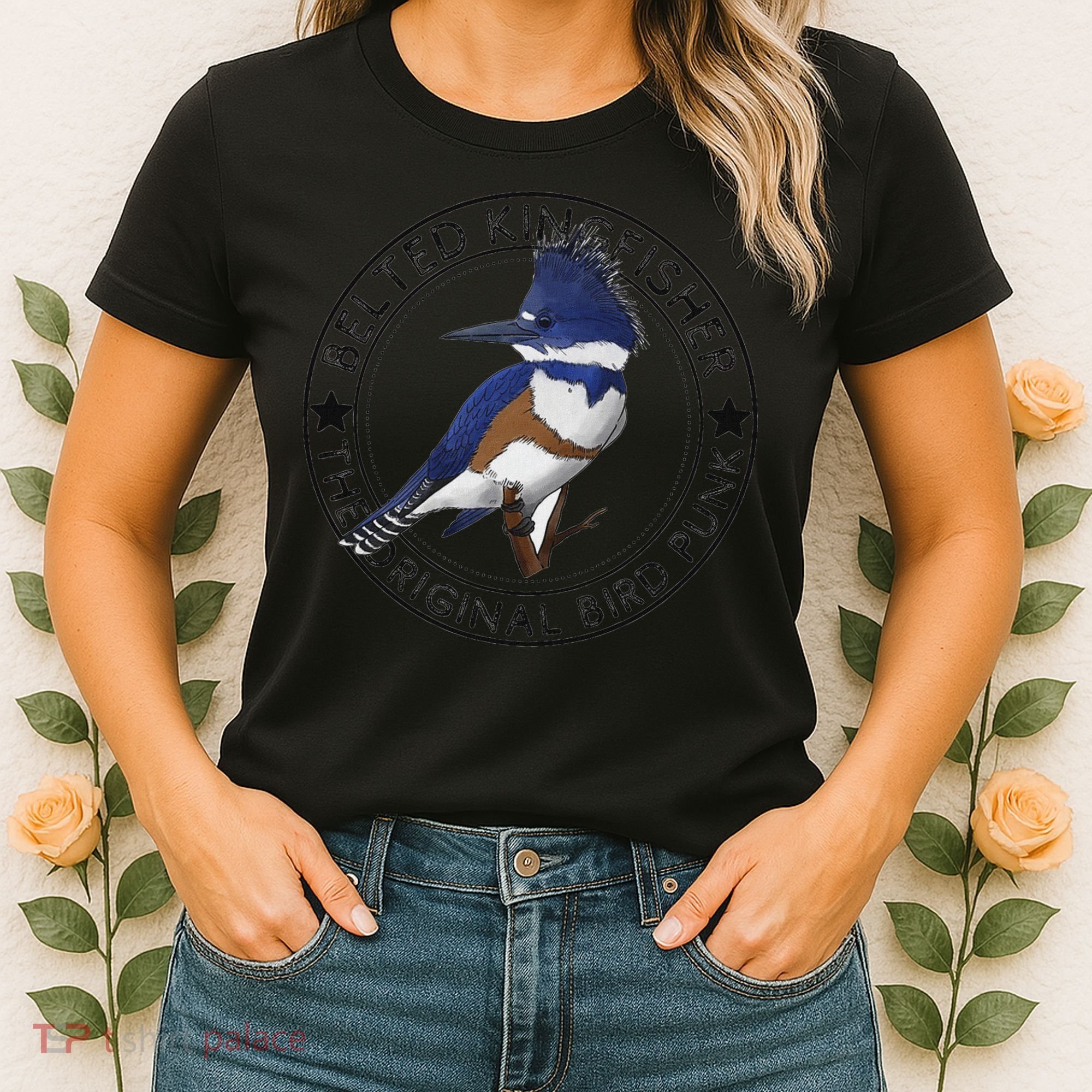 Belted Kingfisher The Original Bird Punk Women's T-Shirt