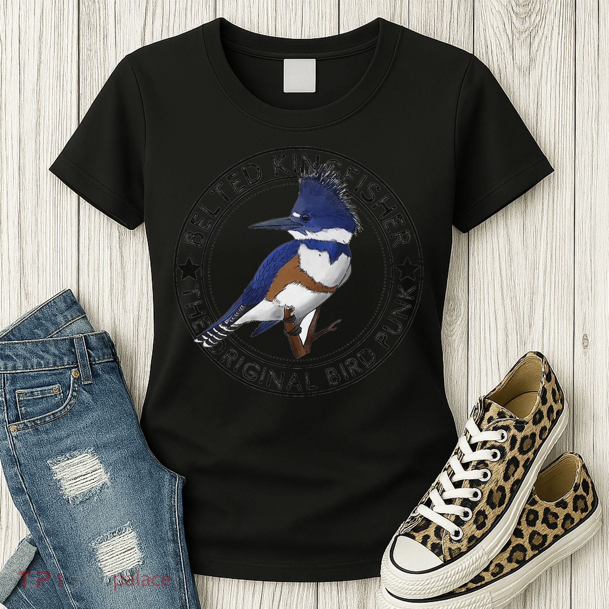 Belted Kingfisher The Original Bird Punk Women's T-Shirt