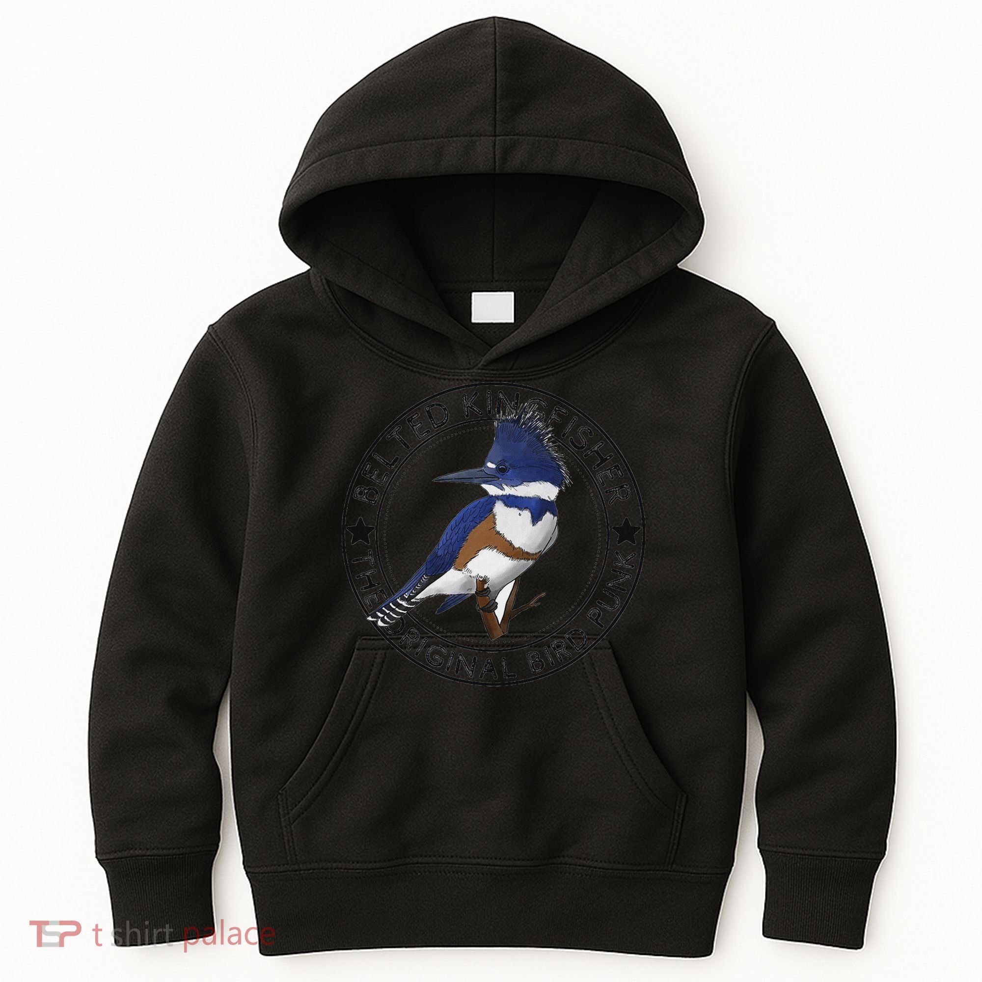 Belted Kingfisher The Original Bird Punk Kids Hoodie