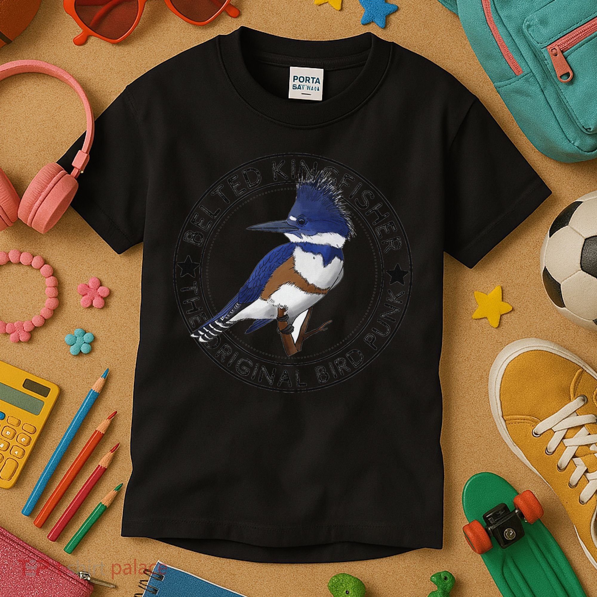 Belted Kingfisher The Original Bird Punk Kids T-Shirt