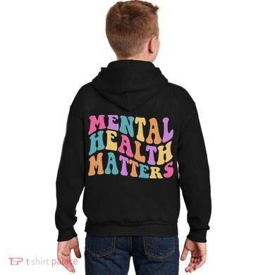 Be Kind To Your Kind Mental Health Matters Back & Front Kids Hoodie back