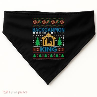 Backgammon King Ugly Christmas USA-Made Doggie Bandana