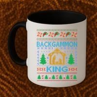 Backgammon King Ugly Christmas Coffee Mug thumb 2
