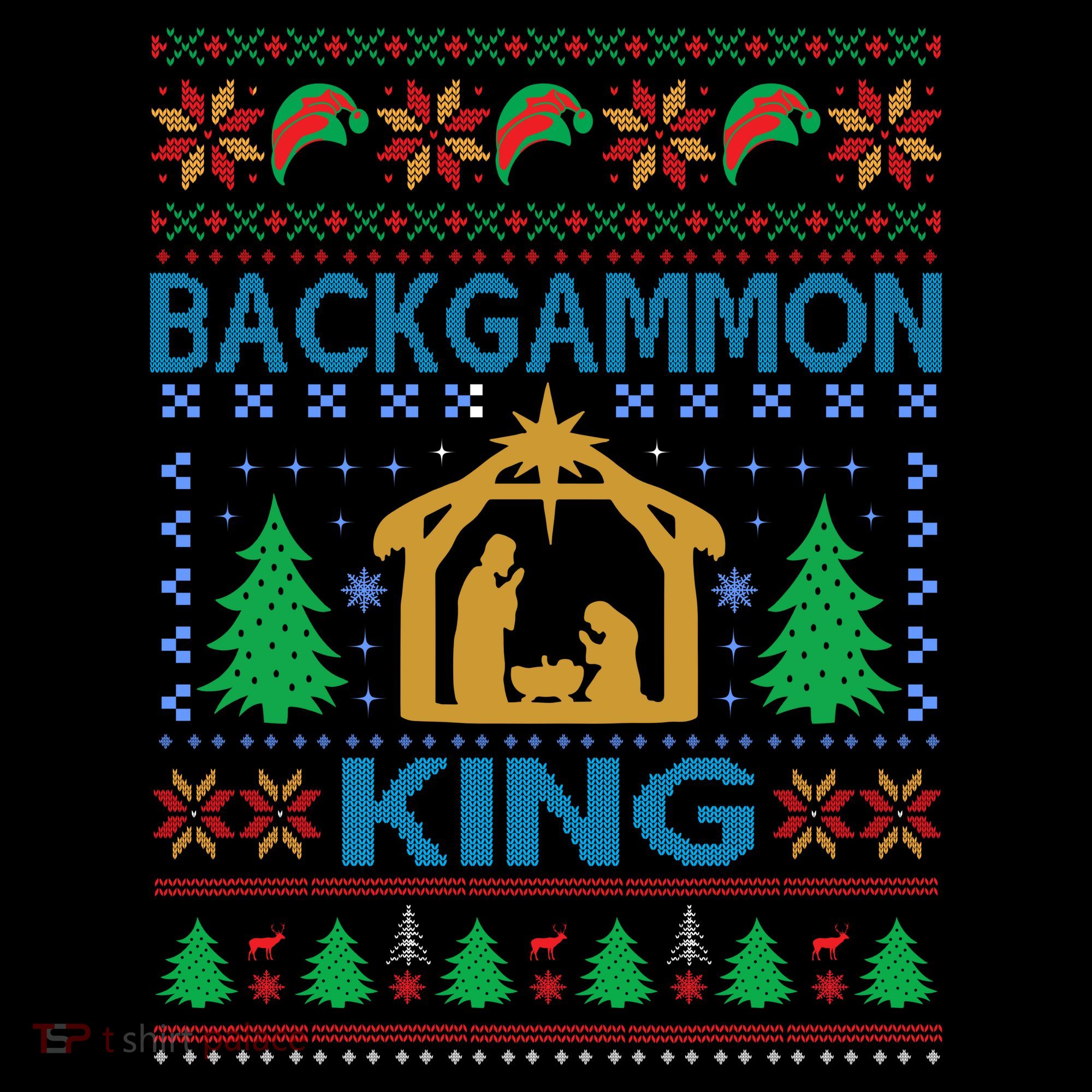 Backgammon King Ugly Christmas Coffee Mug