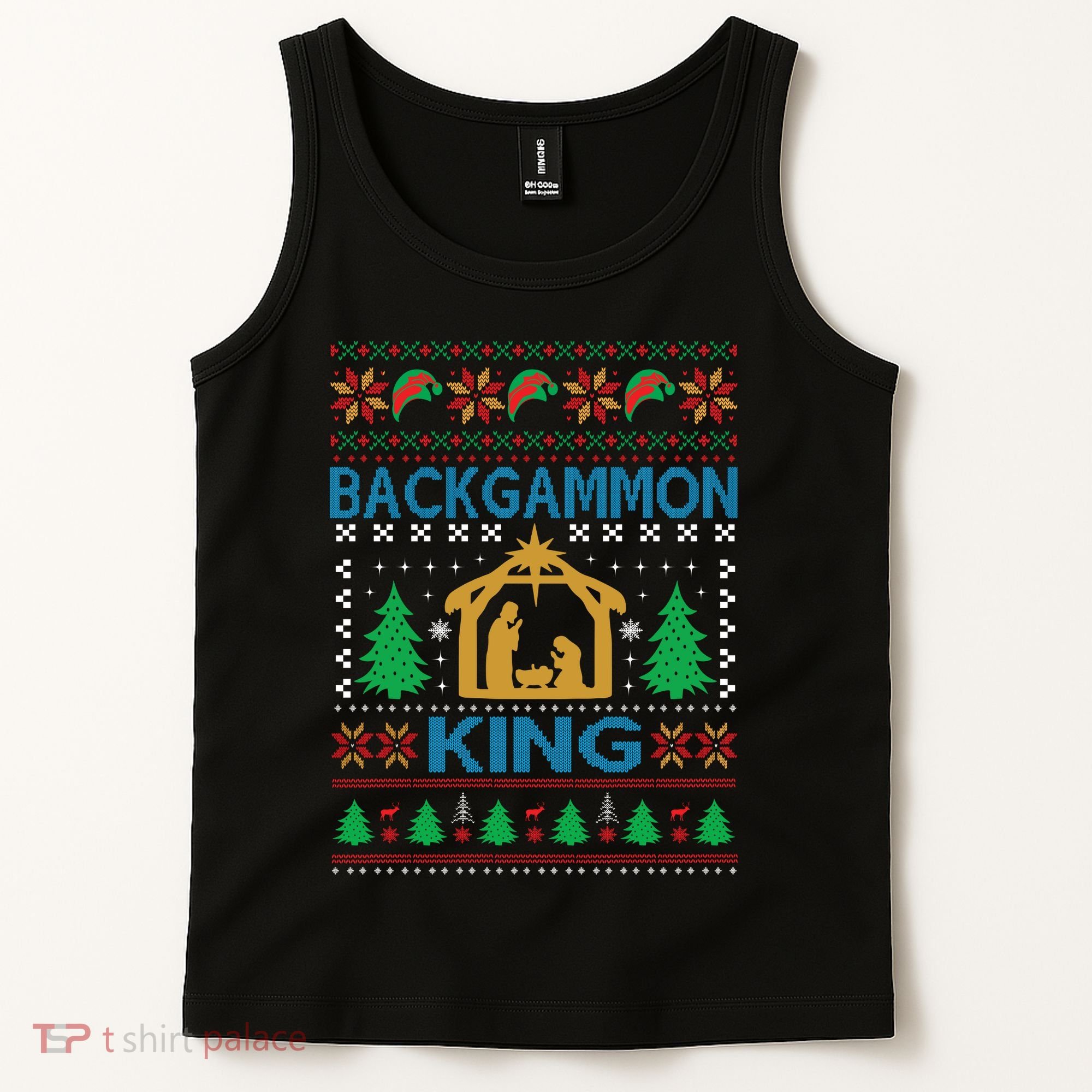 Backgammon King Ugly Christmas Tank Top