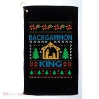 Backgammon King Ugly Christmas Golf Towel thumb 0