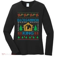 Backgammon King Ugly Christmas Women's Long Sleeve Shirt thumb 0