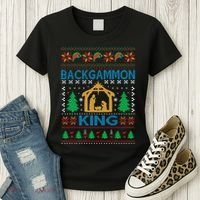 Backgammon King Ugly Christmas Women's T-Shirt thumb 3
